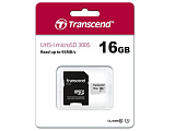 Карта памяти 16Gb Transcend 300S (microSDHC UHS-I/45Mb/s write, 95Mb/s read/переходник SD) 